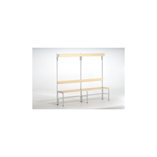 Umkleidebank, HxLxT 1670x2000x375mm, Holzleisten, RAL7035