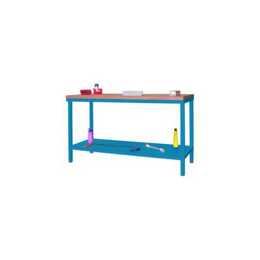 Werkbank, HxBxT 900x1500x700mm, Multiplexplatte, Gestell/Korpus RAL5012