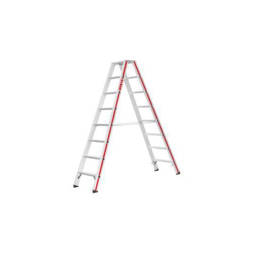 Stufenstehleiter,beidseitig,2x8 Stufen,Stand H 1,38m,Holm L 2,05m,Alu