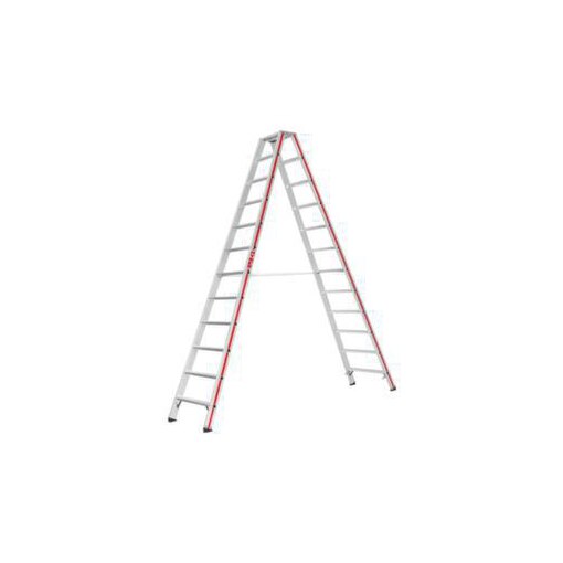 Stufenstehleiter,beidseitig,2x12 Stufen,Stand H 2,31m,Holm L 3,04m,Alu
