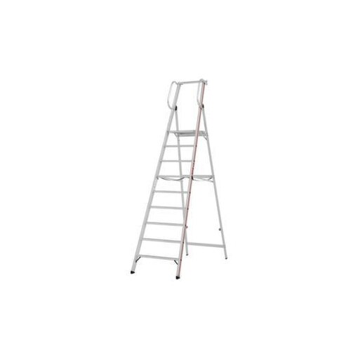 Plattformleiter, Podest HxBxT 2110x440x400mm, 9 Stufen, Alu, klappbar