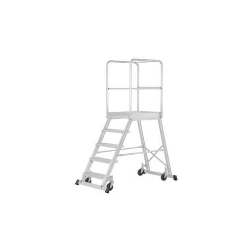 Podesttreppe, Podest H 1, 7m, 7 Stufen, Alu, Rollen