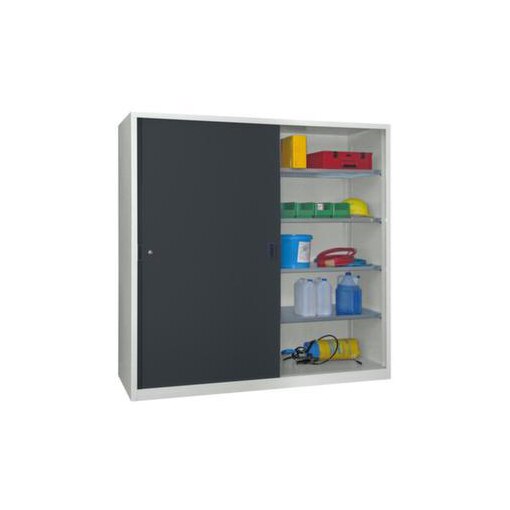 Schiebetürenschrank, HxBxT 1950x2000x400mm, RAL7035, Front RAL7016