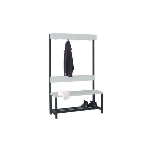 Umkleidebank,HxLxT 1600x1000x400mm,Kunststoffleisten weiß,Gestell RAL7016
