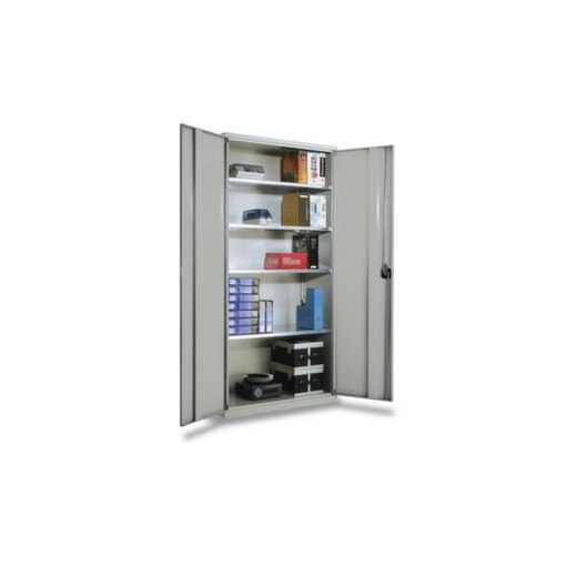 Universalschrank, HxBxT 1950x1000x410mm, 4xStahlboden, Türfarbe RAL7035