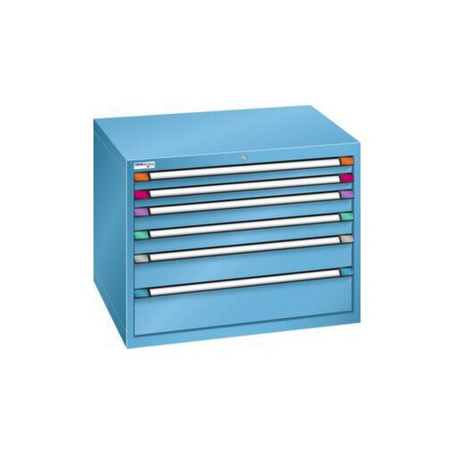 Schubladenschrank, HxBxT 800x1005x695mm, RAL5012, Front RAL5012