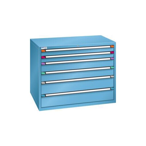 Schubladenschrank, HxBxT 1000x1205x695mm, RAL5012, Front RAL5012