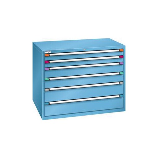 Schubladenschrank, HxBxT 1000x1205x695mm, RAL5012, Front RAL5012