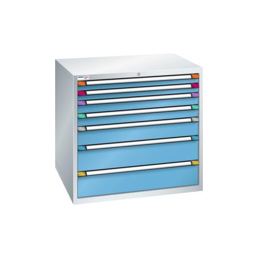 Schubladenschrank, HxBxT 1000x1005x695mm, RAL7035, Front RAL5012