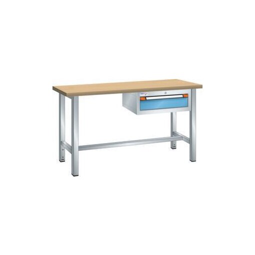 Werkbank, HxBxT 840x2000x700mm, Multiplexplatte, RAL7035, Front RAL5012