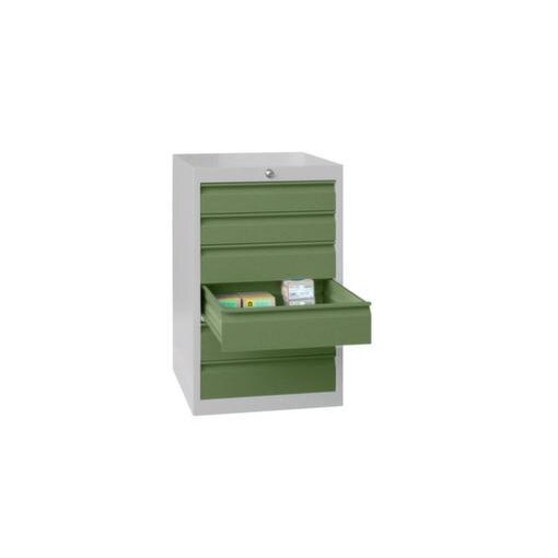 Schubladenschrank, HxBxT 800x715x600mm, RAL7035, Front RAL6011