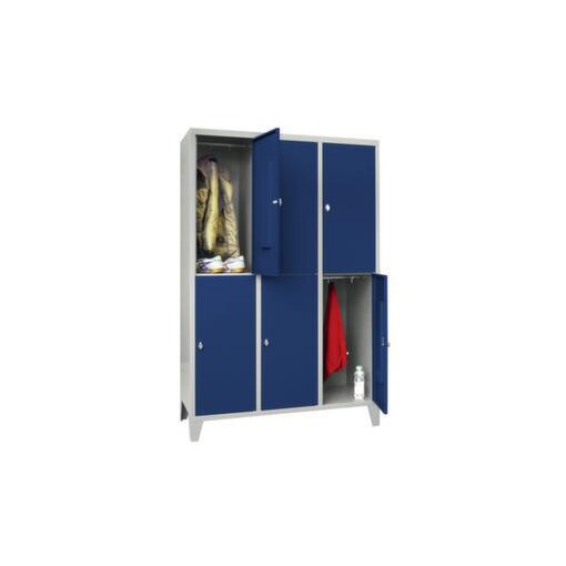 Schließfachschrank,HxBxT 1850x1200x500mm,3x2 Fächer,RAL7035,Front RAL5010
