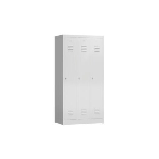 Garderobenschrank, HxBxT 1800x870x500mm, 3 Abt., Abt. B 295mm, Drehriegel