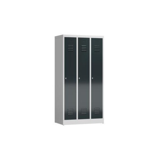 Garderobenschrank, HxBxT 1800x870x500mm, 3 Abt., Abt. B 295mm, Drehriegel