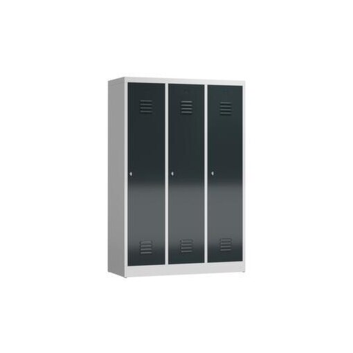 Garderobenschrank,HxBxT 1800x1185x500mm,3 Abt.,Abt. B 395mm,Drehriegel