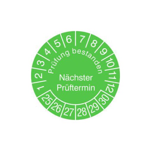 Prüfplakette, Prüfung bestanden/nächster Prüftermin, Prüfzeitraum 25-30