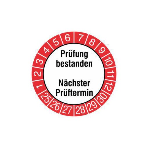 Prüfplakette, Prüfung bestanden/nächster Prüftermin, Prüfzeitraum 25-30