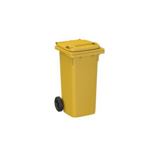 Mülltonne,120l,HxBxT 933x500x550mm,Deckel gelb,Korpus HDPE gelb,2 Räder